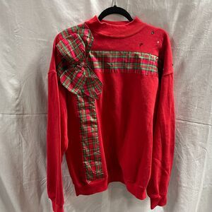 Model T Vtg Ugly Christmas Present Sweatshirt Red Bow Size XL LS